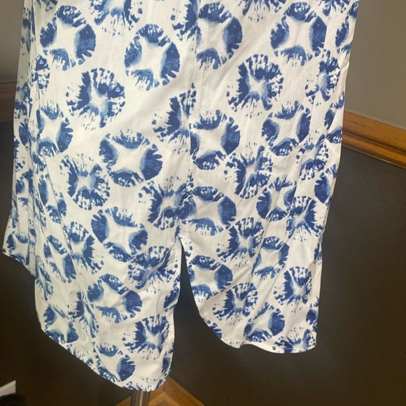 Chico’s blue & white tie dye long sleeve 1/2 button down tunic size 4 - Picture 5 of 7